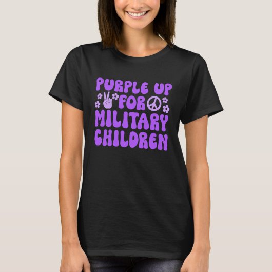 Paars voor militaire kinderen t-shirt (Voorkant)
