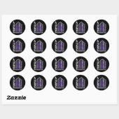 Paars voor militaire kindermaand ronde sticker (Vel)