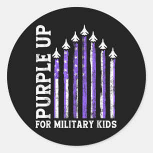 Paars voor militaire kindermaand ronde sticker