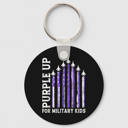 Paars voor militaire kindermaand sleutelhanger (Voorkant)