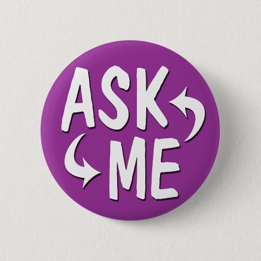 Paars Vraag het me Button (Voorkant)