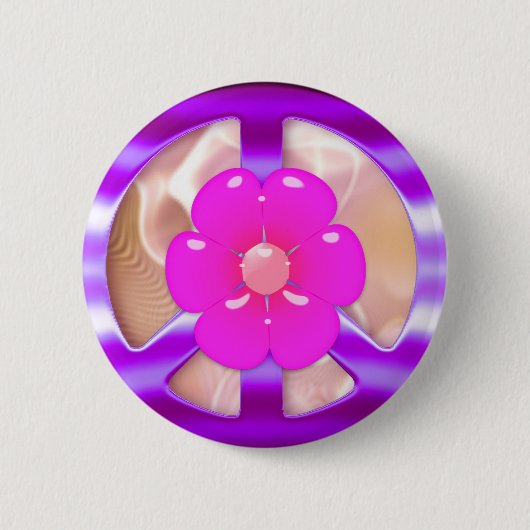 Paars vredesbord Ronde Button 5,7 Cm (Voorkant)