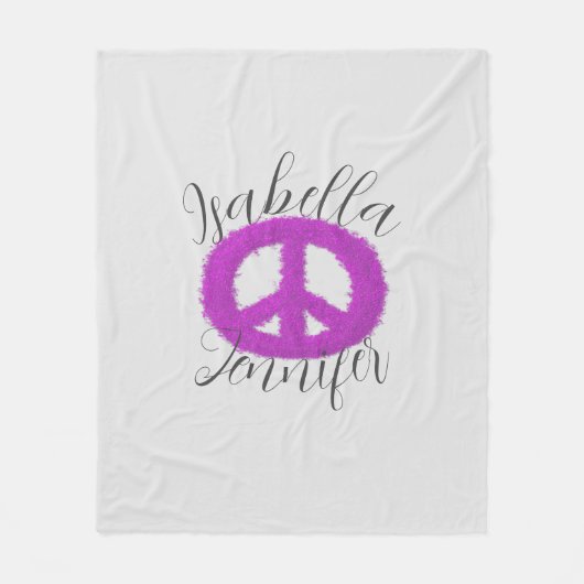 Paars vredesgebaar  fleece deken (Voorkant)