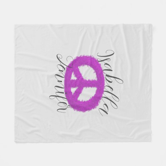Paars vredesgebaar fleece deken (Voorkant (Horizontaal))