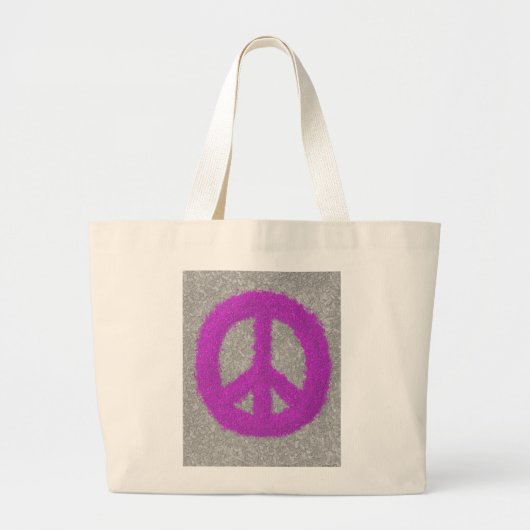 Paars vredesteken grote tote bag (Voorkant)