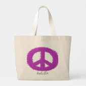 Paars vredesteken grote tote bag (Achterkant)