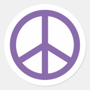Paars vredesteken ronde sticker