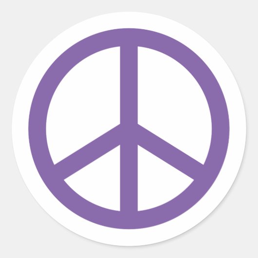 Paars vredesteken ronde sticker (Voorkant)