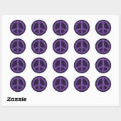 Paars vredesteken ronde sticker (Vel)
