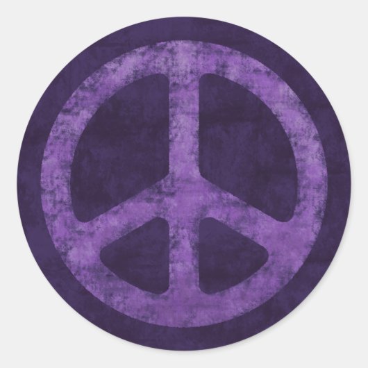 Paars vredesteken ronde sticker (Voorkant)