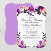 Paars Vrijgezellenfeest Brunch Invite BV Kaart (Voorkant / Achterkant)