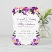 Paars Vrijgezellenfeest Brunch Invite BV Kaart (Staand voorkant)