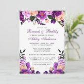 Paars Vrijgezellenfeest Brunch Invite P Kaart (Staand voorkant)