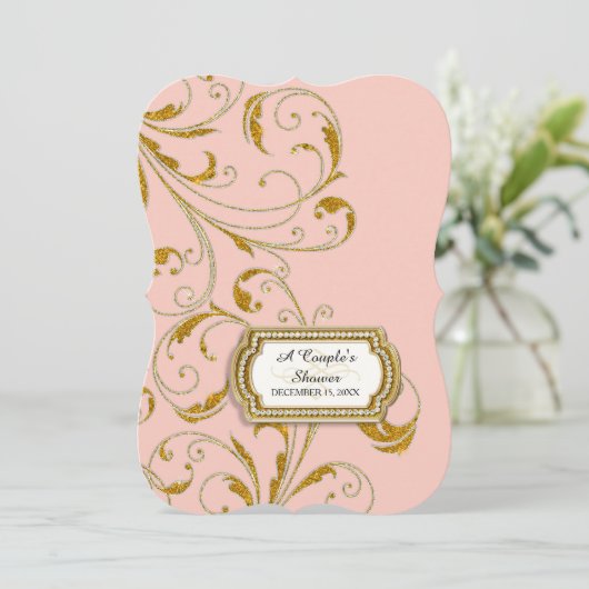 Paar's Vrijgezellenfeest Glam Old Hollywood Regenc Kaart (Staand voorkant)