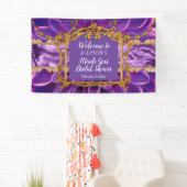 Paars | Vrijgezellenfeest "Gold Floral Mardi Gras" Spandoek (Insitu)