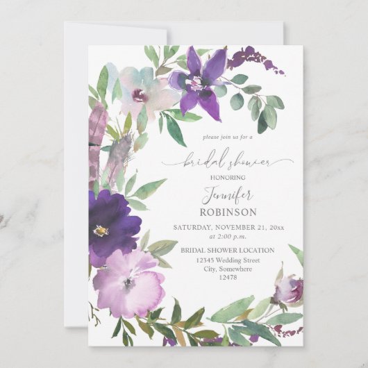 Paars- Vrijgezellenfeest lavender & Violet Floral Kaart (Voorkant)