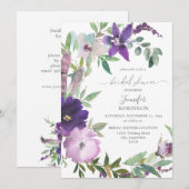 Paars- Vrijgezellenfeest lavender & Violet Floral Kaart (Voorkant / Achterkant)