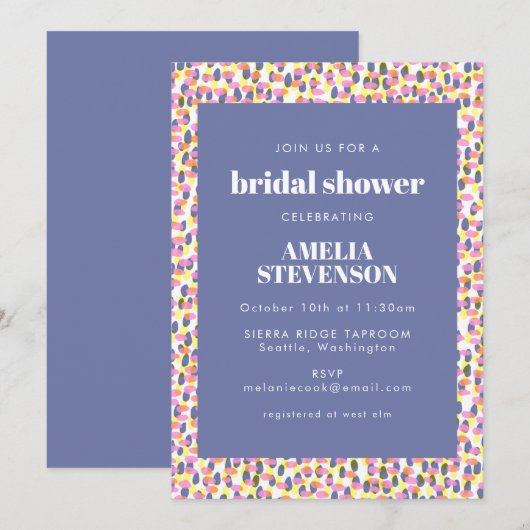 Paars Vrijgezellenfeest met Abstract puntenpatroon Kaart (Voorkant / Achterkant)