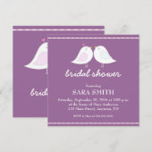 Paars Vrijgezellenfeest met Cute Tortelduifjes Kaart (Voorkant / Achterkant)