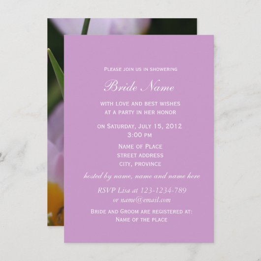  paars vrijgezellenfeest met tulpenbloem kaart (Voorkant / Achterkant)