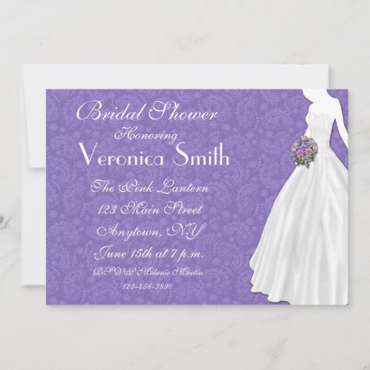 Paars Vrijgezellenfeest Paisley Kaart (Voorkant)