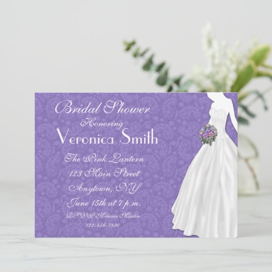 Paars Vrijgezellenfeest Paisley Kaart (Staand voorkant)