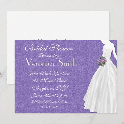 Paars Vrijgezellenfeest Paisley Kaart (Voorkant / Achterkant)