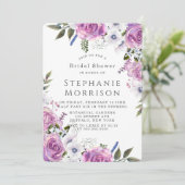 Paars Vrijgezellenfeest Periwinkle Peony Kaart (Staand voorkant)