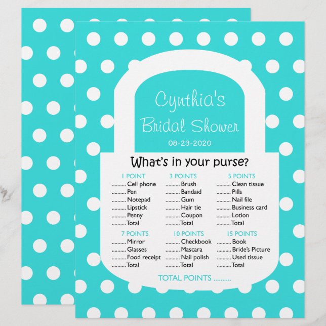 Paars Vrijgezellenfeest spelen in Turquoise (Voorkant / Achterkant)