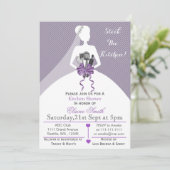 Paars Vrijgezellenfeest uitnodigen Kaart (Staand voorkant)