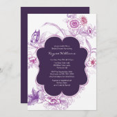 Paars Vrijgezellenfeest van Butterfly Kaart (Voorkant / Achterkant)