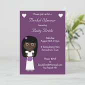 Paars Vrijgezellenfeest van de Cute Ethnic Bride Kaart (Staand voorkant)