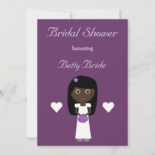 Paars Vrijgezellenfeest van de Cute Ethnic Bride Kaart (Achterkant)