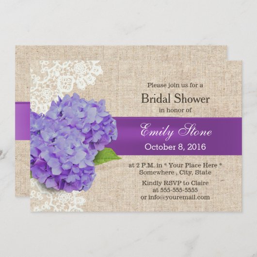  Paars Vrijgezellenfeest van Laced Burlap Kaart (Voorkant / Achterkant)