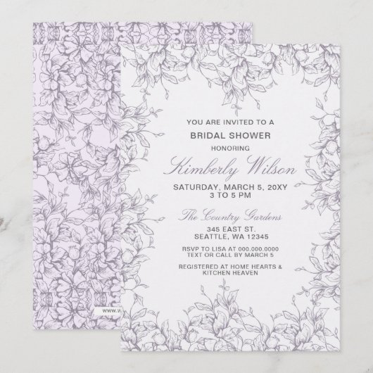 Paars  Vrijgezellenfeest voor het lenteverbinden v Kaart (Voorkant / Achterkant)