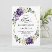 Paars Vrijgezellenfeest voor plum Ivory Gold Geome Kaart (Staand voorkant)