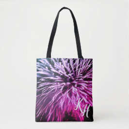 Paars vuurwerk tote bag