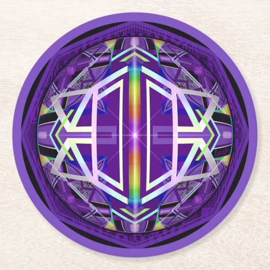 Paars W3 Ronde Kartonnen Onderzetter (Voorkant)