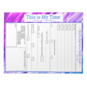 Paars, warm roze, blauw 5 plus 1 maaltijdtracker notitieblok (Voorkant)