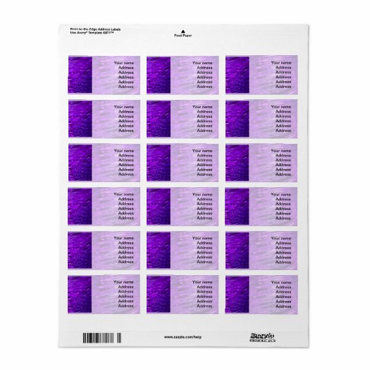 Paars water etiket (Full Sheet)