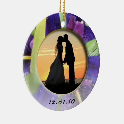 Paars Water Iris Foto Keramisch Ornament (Rechts)