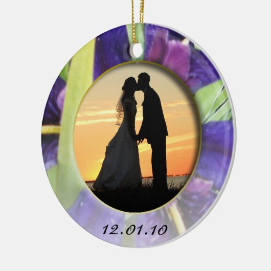 Paars Water Iris Foto Keramisch Ornament (Links)