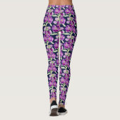 Paars waterverf bloem leggings (Achterkant)