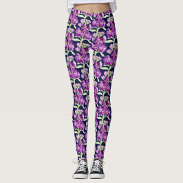 Paars waterverf bloem leggings