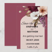 Paars waterverf bloemige save-the-date kaart (Voorkant / Achterkant)