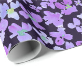 Paars waterverf bloemontwerp pakpapier (Rol Hoek)