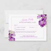 Paars waterverf bruiloft Foto RSVP-kaart RSVP Kaartje (Voorkant)