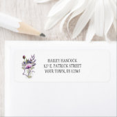 Paars  Waterverf Floral Mason Jar Etiket (Insitu)