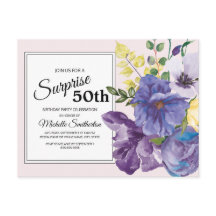Paars Waterverf Floral op de 50ste verjaardag van 