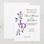 Paars Waterverf Leaf Kaart (Voorkant / Achterkant)